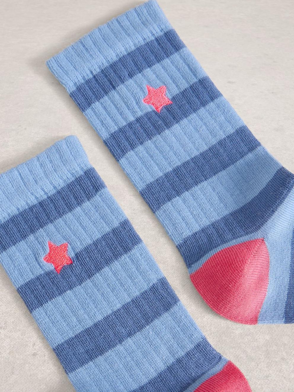 Embroidered Star Rib Sock