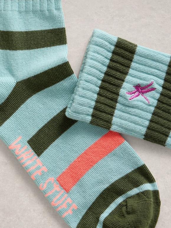 Embroidered Dragonfly Rib Sock
