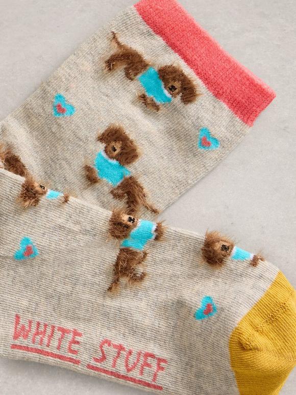 Fluffy Sausage Print Ankle Sock