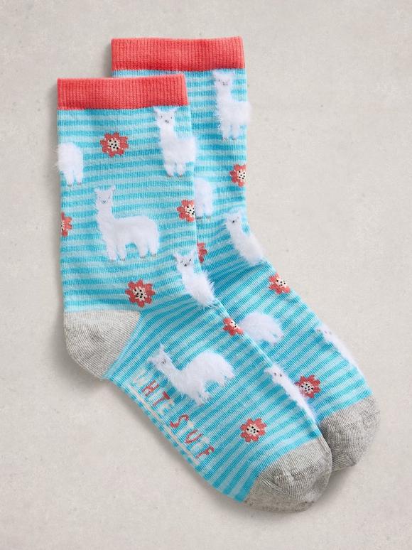 Fluffy Llama Print Ankle Sock