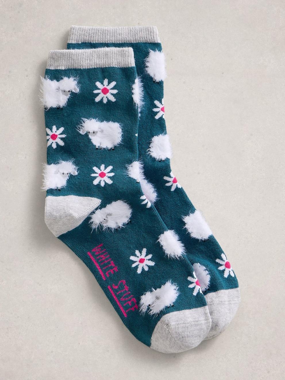 Fluffy Sheep Print Ankle Sock