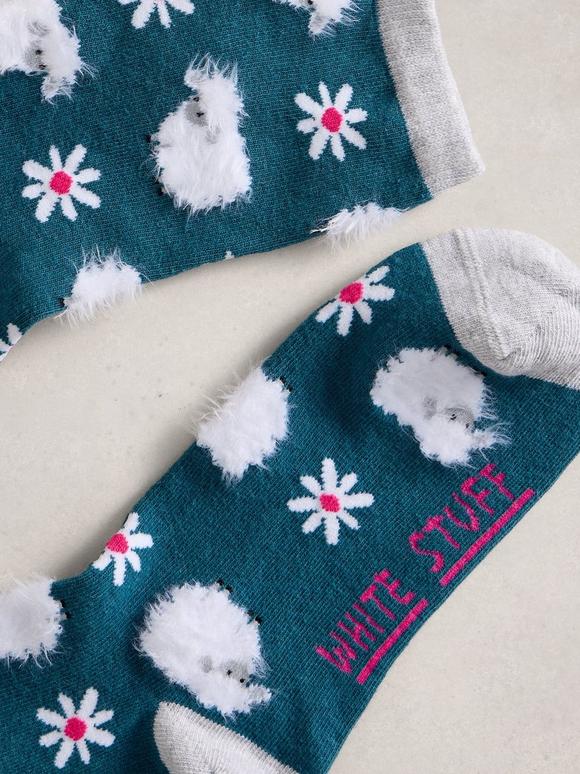 Fluffy Sheep Print Ankle Sock