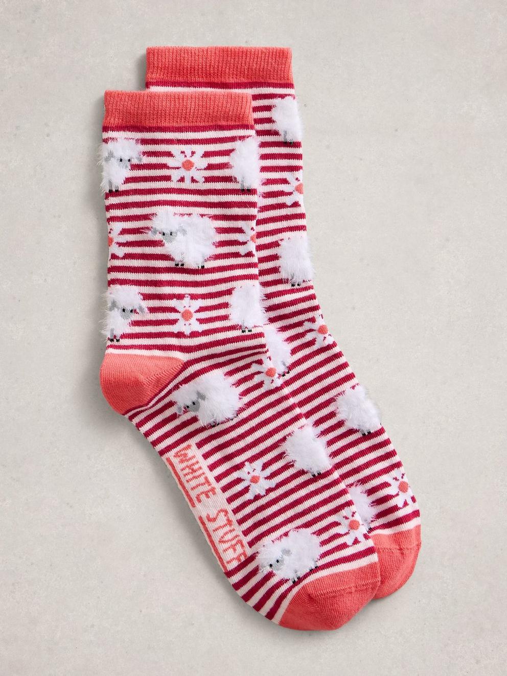 Fluffy Sheep Stripe Ankle Sock