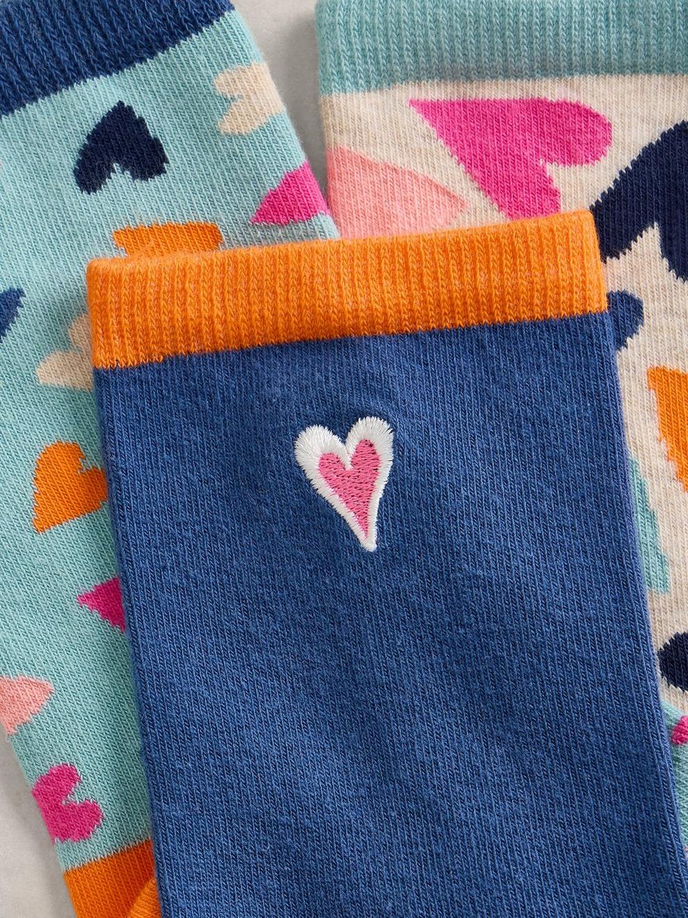 3PK Heart Socks