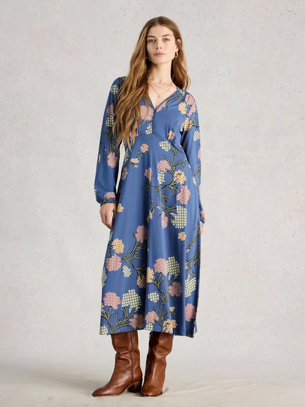 Megan Jersey Long Sleeve Midi Dress
