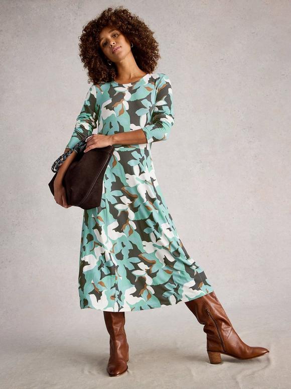 Madeline Crew Neck Long Sleeve Jersey Dress