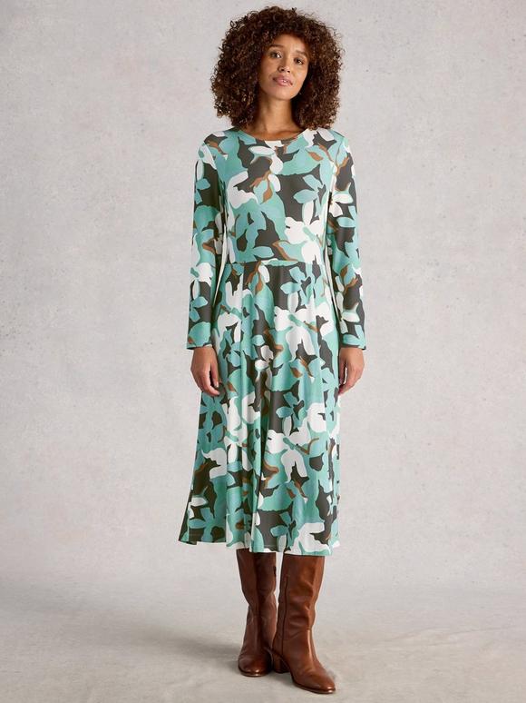 Madeline Crew Neck Long Sleeve Jersey Dress