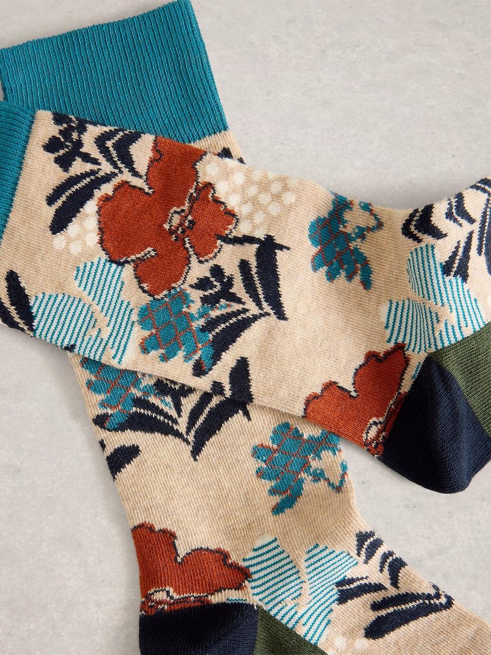 Hawaiian Floral Ankle Sock