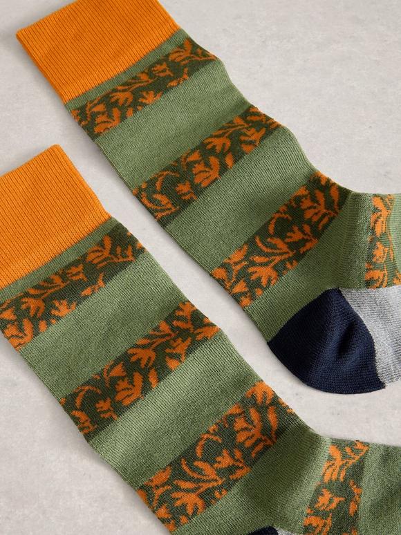 Floral Striped Ankle Sock