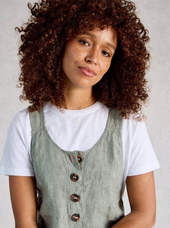 Viola Linen Sleeveless Dungaree