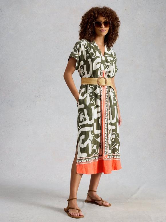 Marianne Linen Blend V Neck Dress