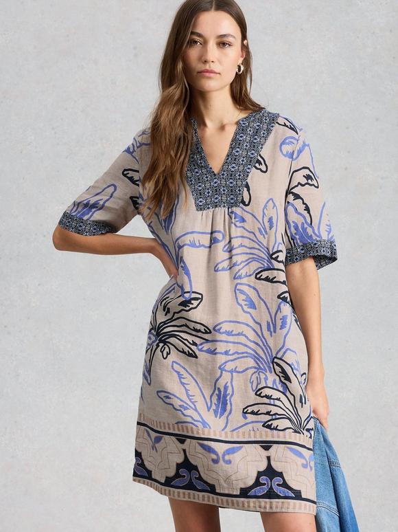 Ash Notch Neck Linen Dress