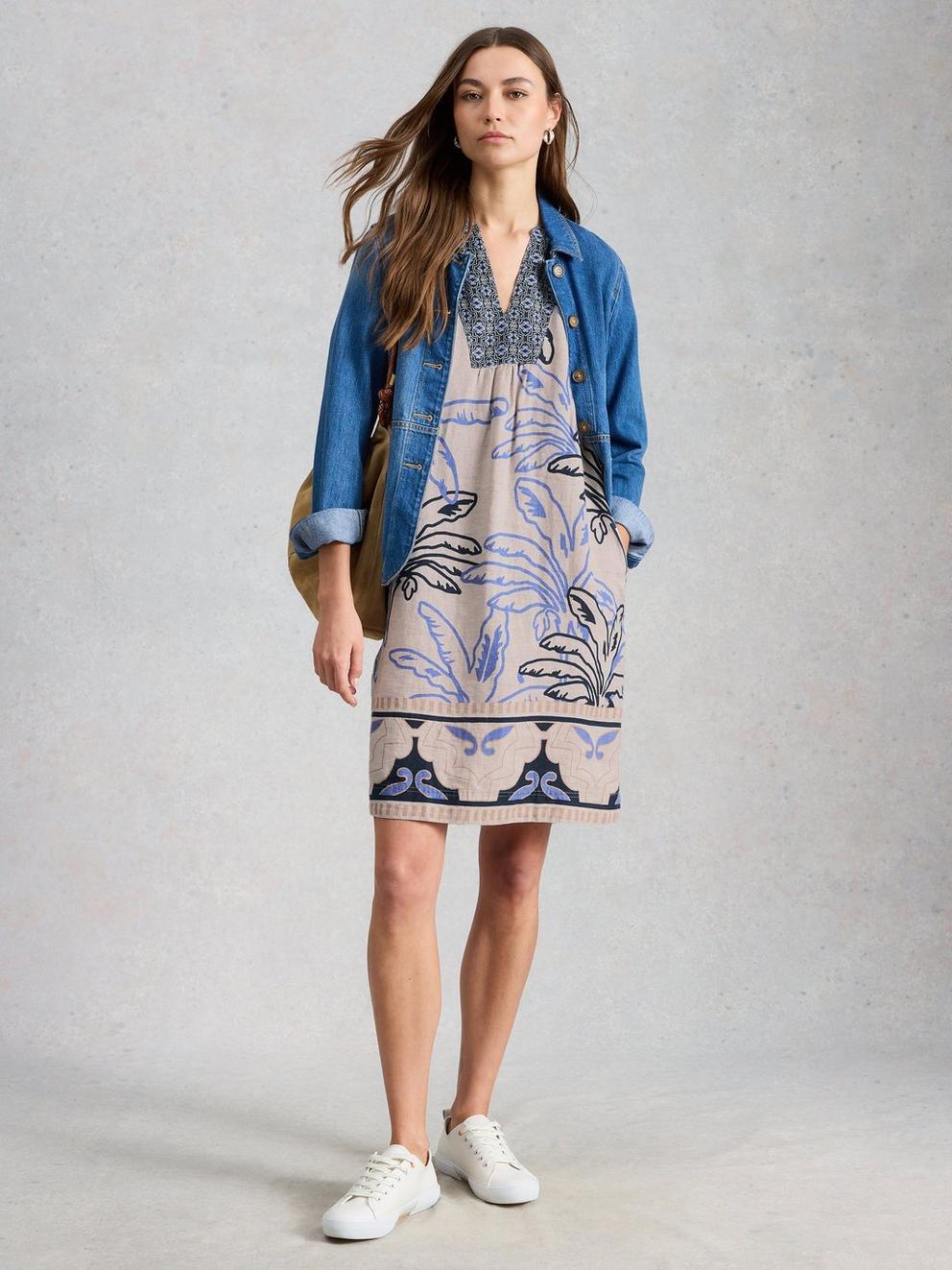 Ash Notch Neck Linen Dress