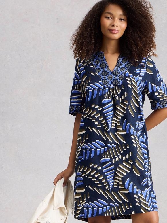 Ash Notch Neck Linen Dress