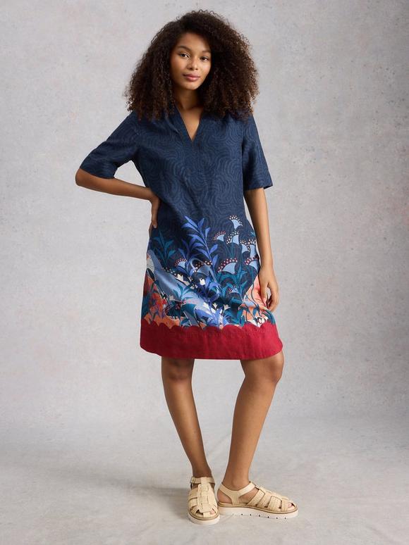 June Linen Notch Neck Dress