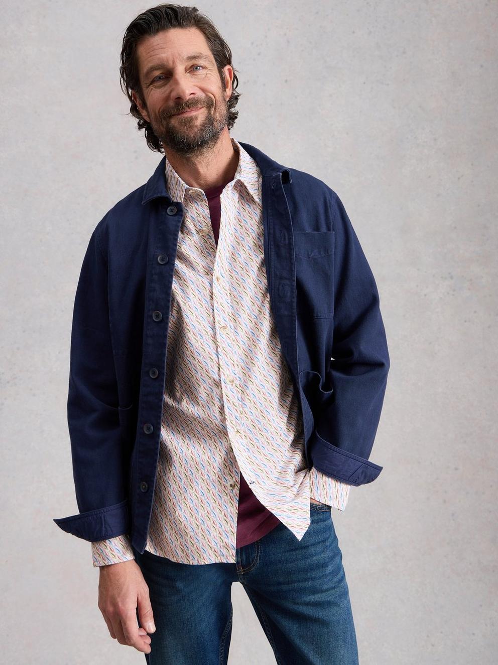 Salcombe LS Fish Print Shirt