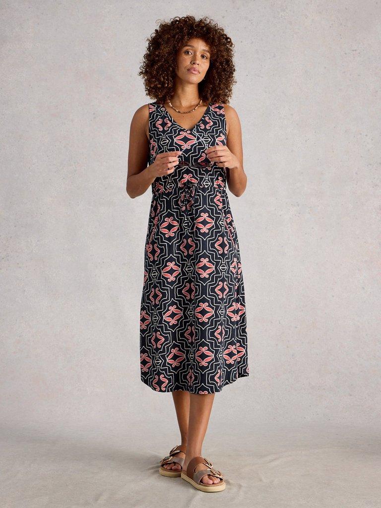 Heidi Jersey Midi Dress in NAVY MULTI | White Stuff