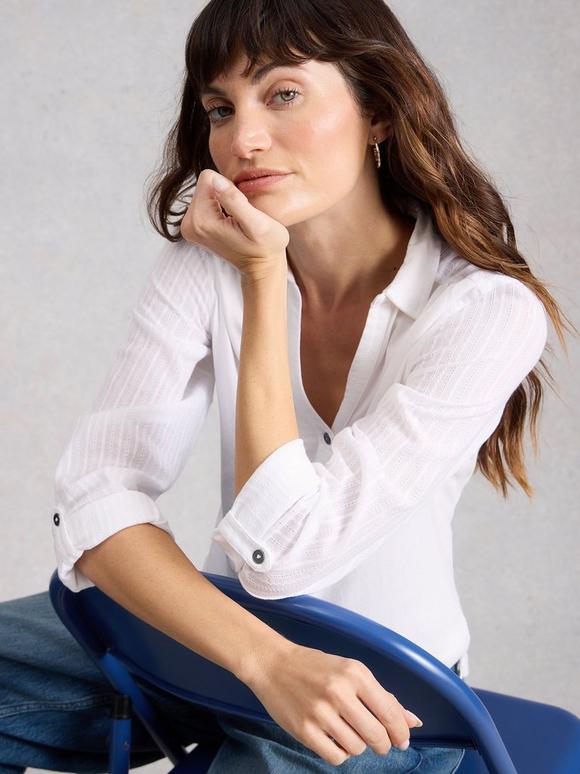 ANNIE MIX JERSEY COLLARED SHIRT