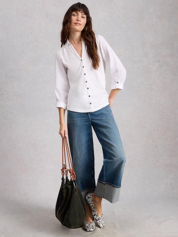 ANNIE MIX JERSEY COLLARED SHIRT