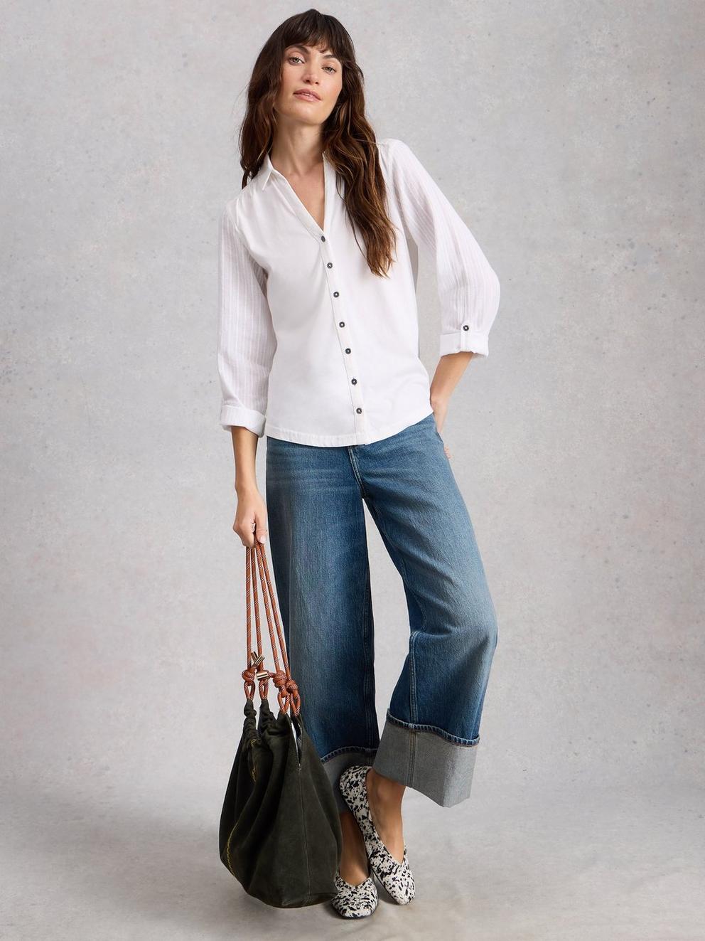 ANNIE MIX JERSEY COLLARED SHIRT