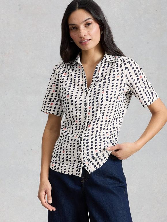 ANNIE SHORT SLEEVE COLLARED JERSEY SHIRT