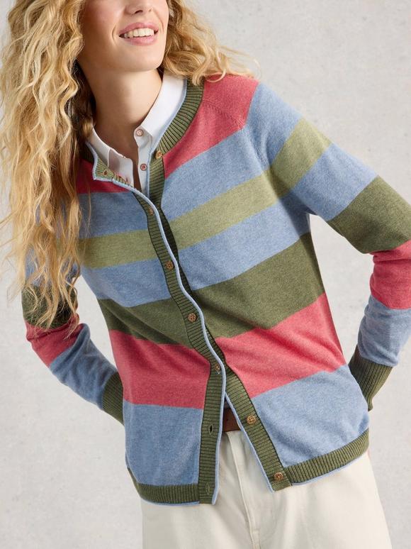 LULU CREW NECK STRIPE CARDI