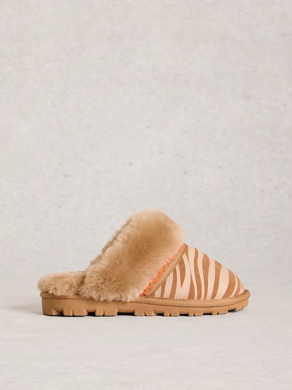 Zebra Shearling Mule Slipper