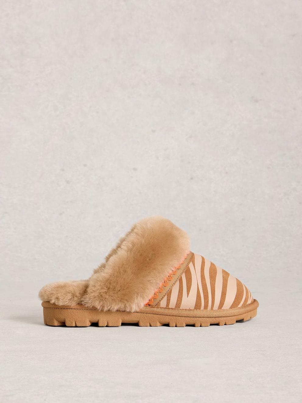Zebra Shearling Mule Slipper