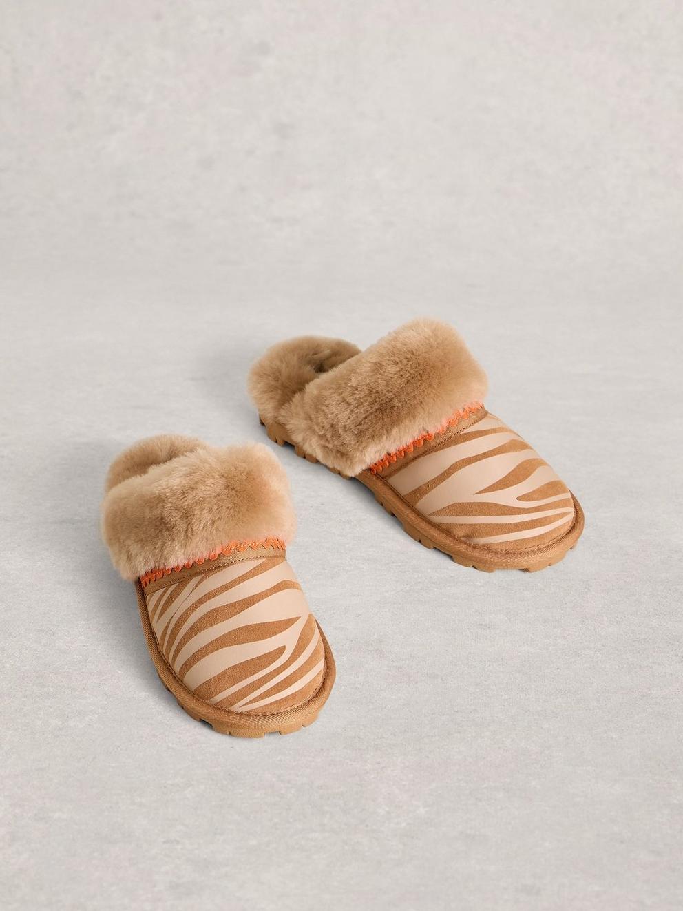 Zebra Shearling Mule Slipper
