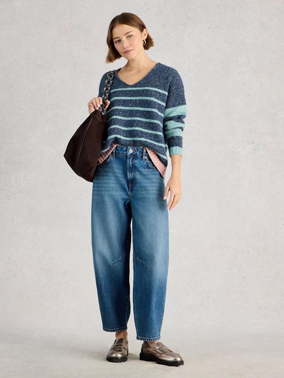 TAMARA STRIPE TEXTURE V NECK