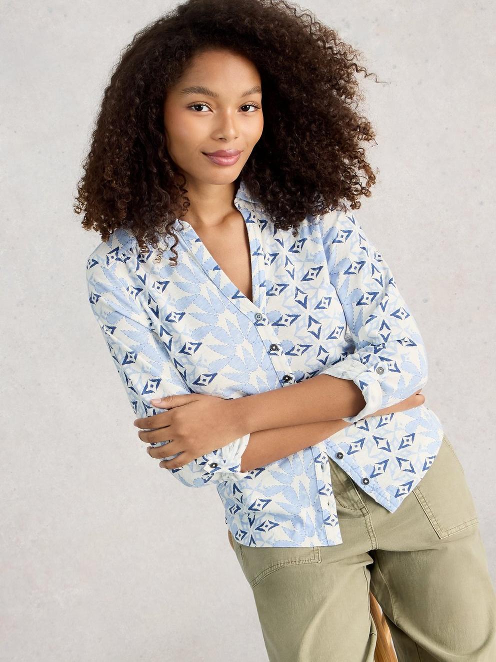 WOMENS ANNIE COLLARED JERSEY SHIRT