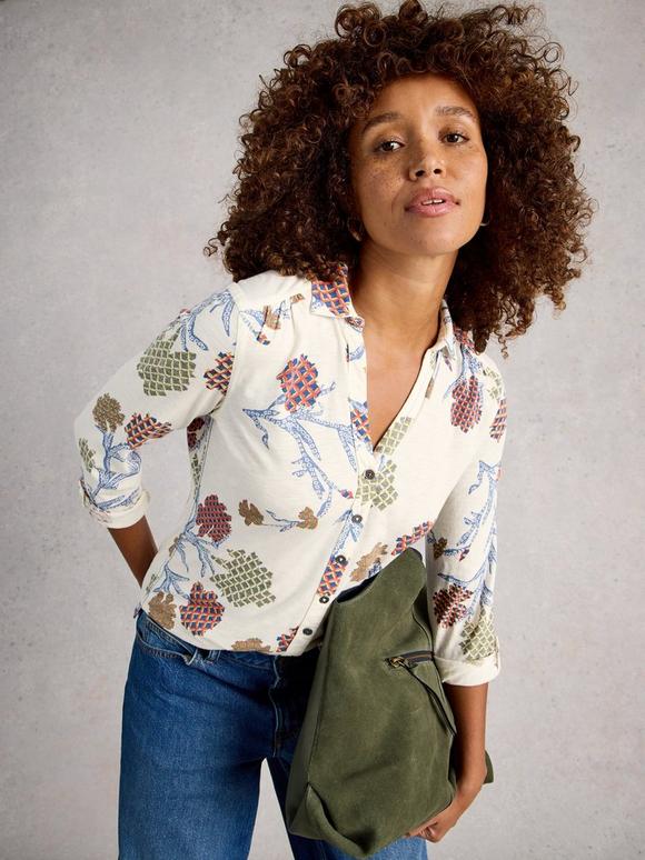 WOMENS ANNIE COLLARED JERSEY SHIRT