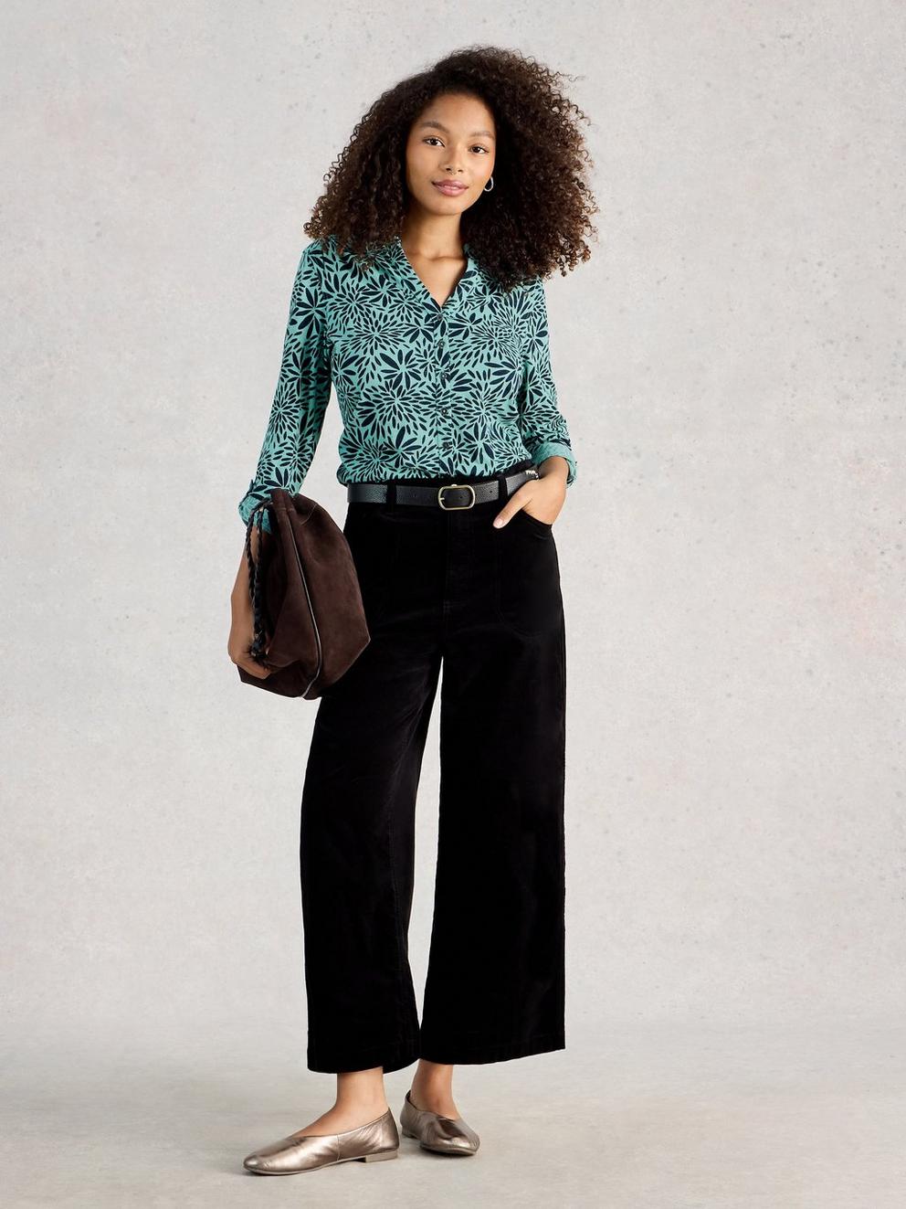 WOMENS ANNIE COLLARED JERSEY SHIRT