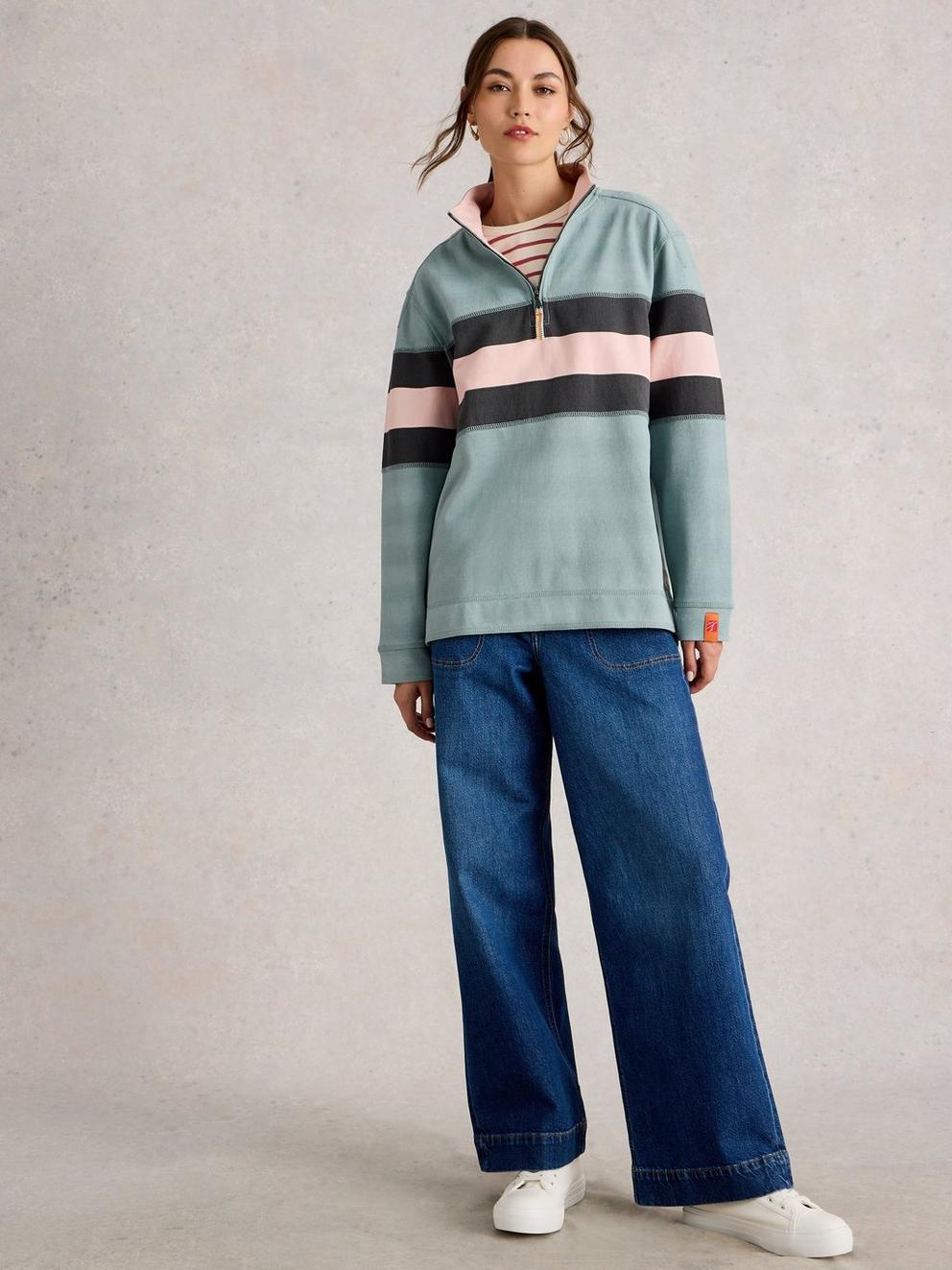 COLOURBLOCK PIQUE SWEAT