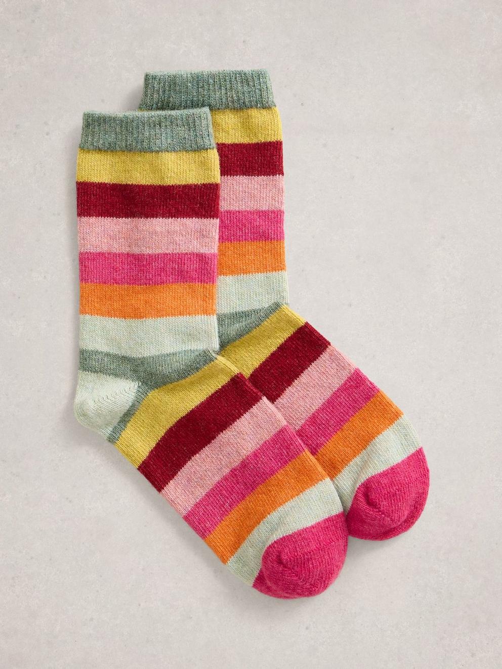 Block Stripe Wool Sock