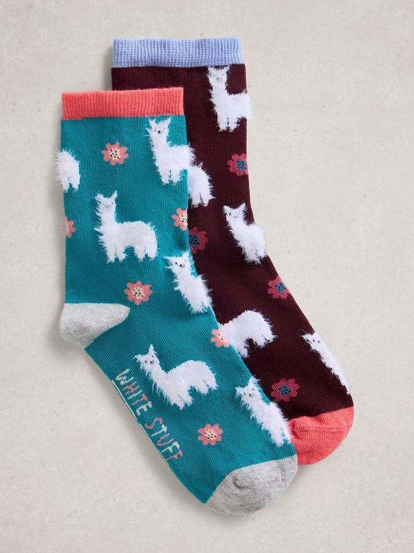 2 Pack Fluffy Llama Socks