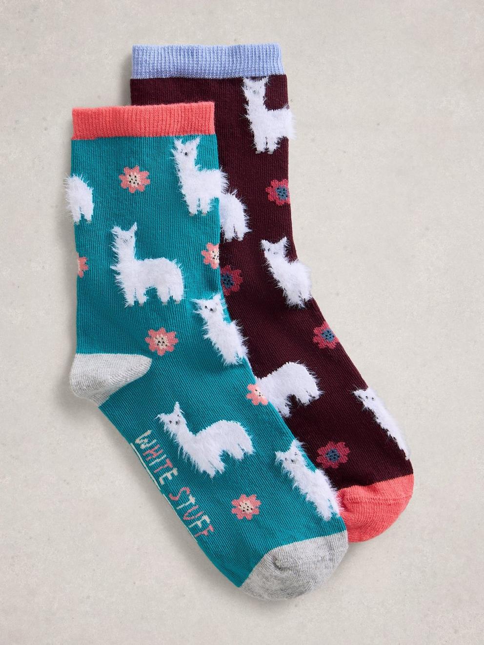 2 Pack Fluffy Llama Socks