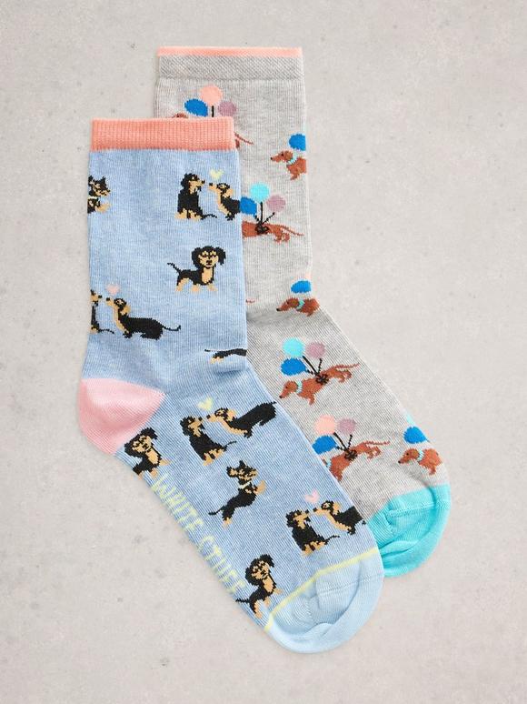 2 Pack Sausage Dog Ankle Socks