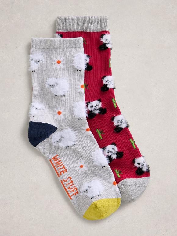 Fluffy Animal Socks 2 Pack