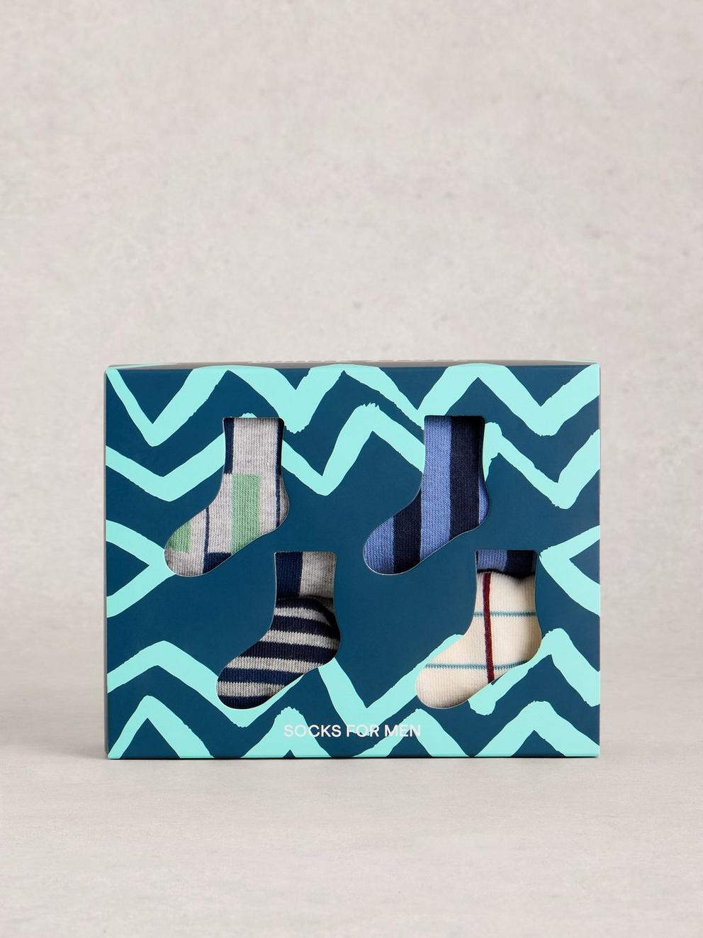 4PK Geo Print Ankle Socks