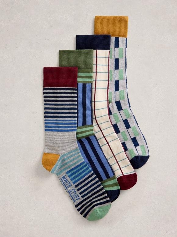 4PK Geo Print Ankle Socks