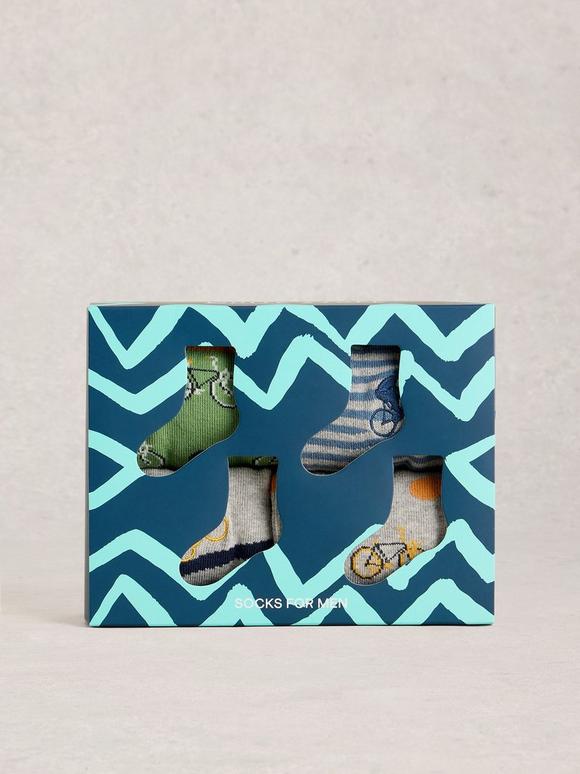 4PK Cyclist Stripe Ankle Socks