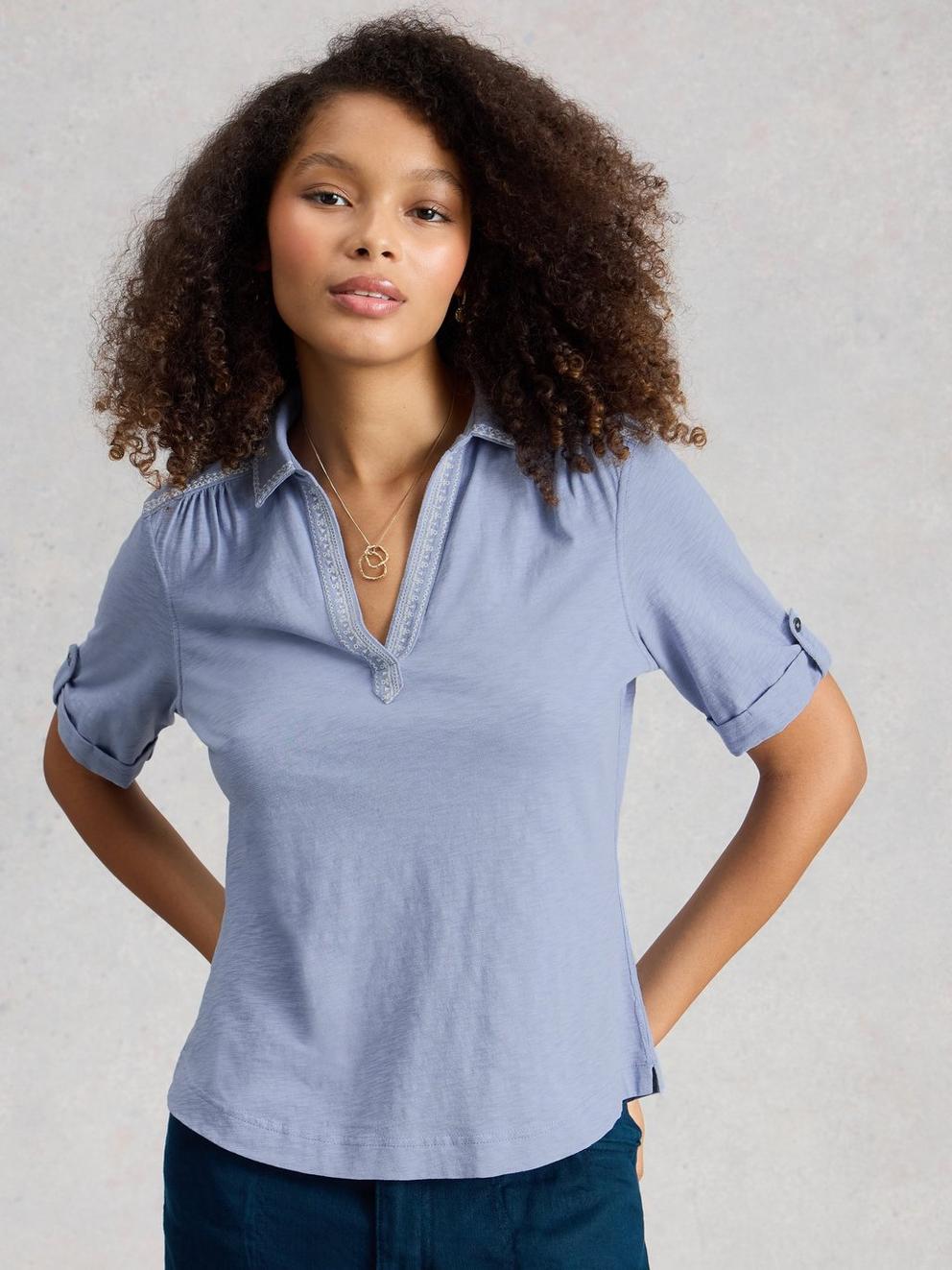 ALLIE EMBROIDERED SS SHIRT