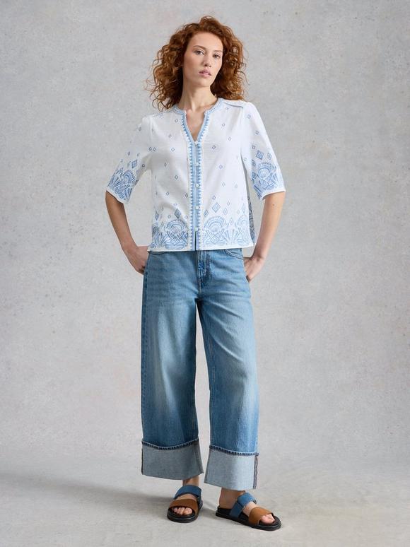 LIZZIE BORDER EMBROIDERED TOP