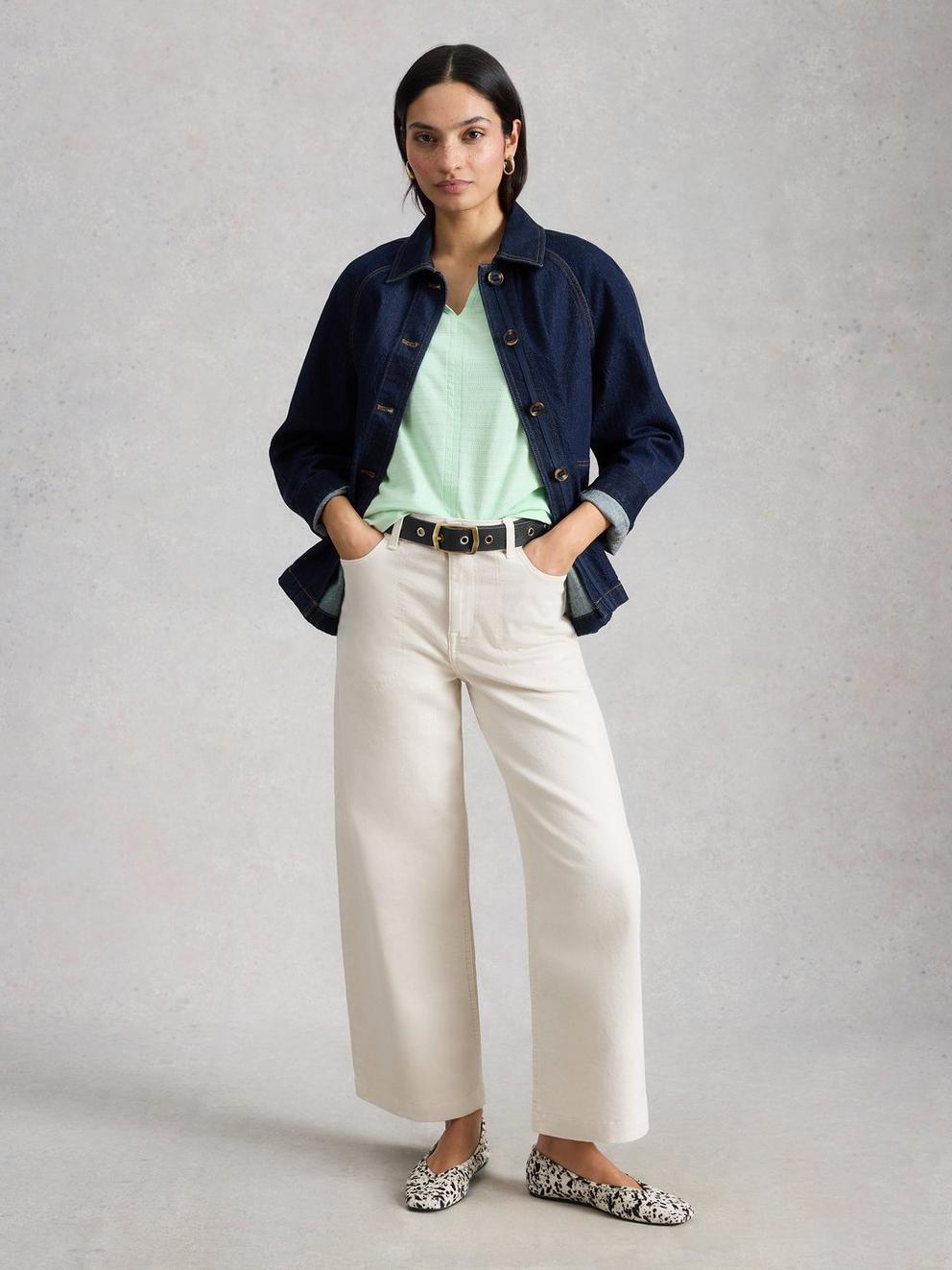 NELLY NOTCH TEXTURE T-SHIRT