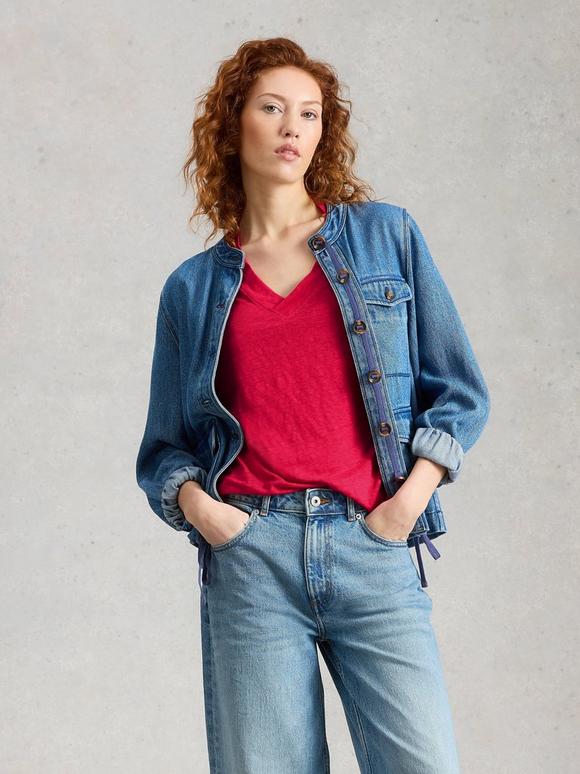 SUSIE V NECK LINEN TEE