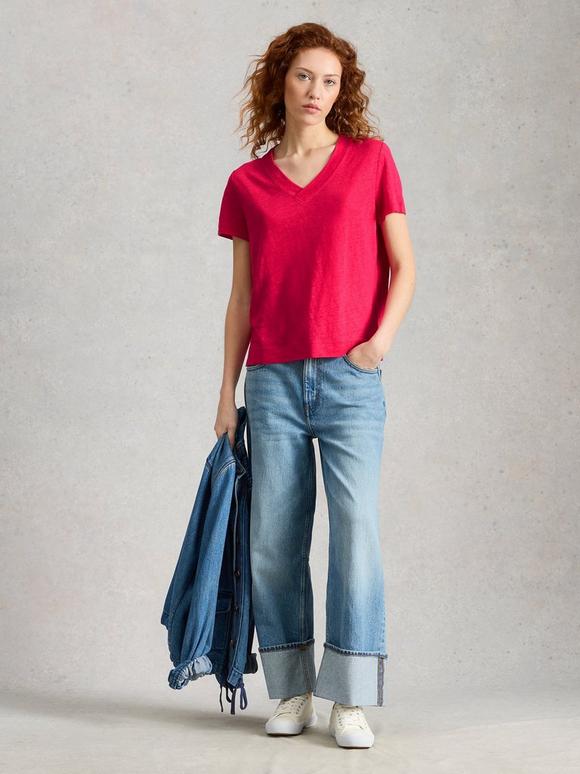 SUSIE V NECK LINEN TEE