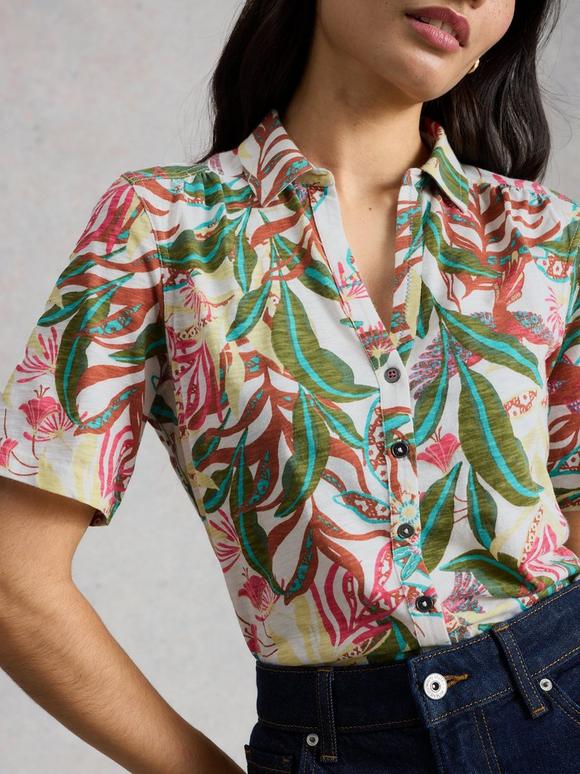 ANNIE COLLARED SHORT SLEEVE JERSEY SHIRT