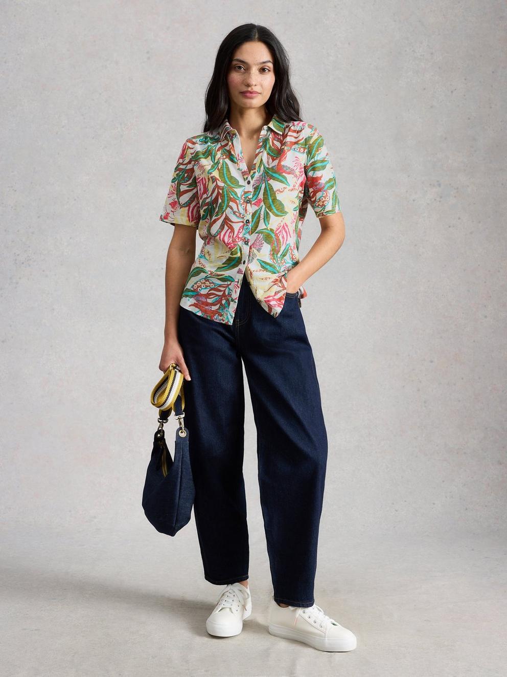 ANNIE COLLARED SHORT SLEEVE JERSEY SHIRT