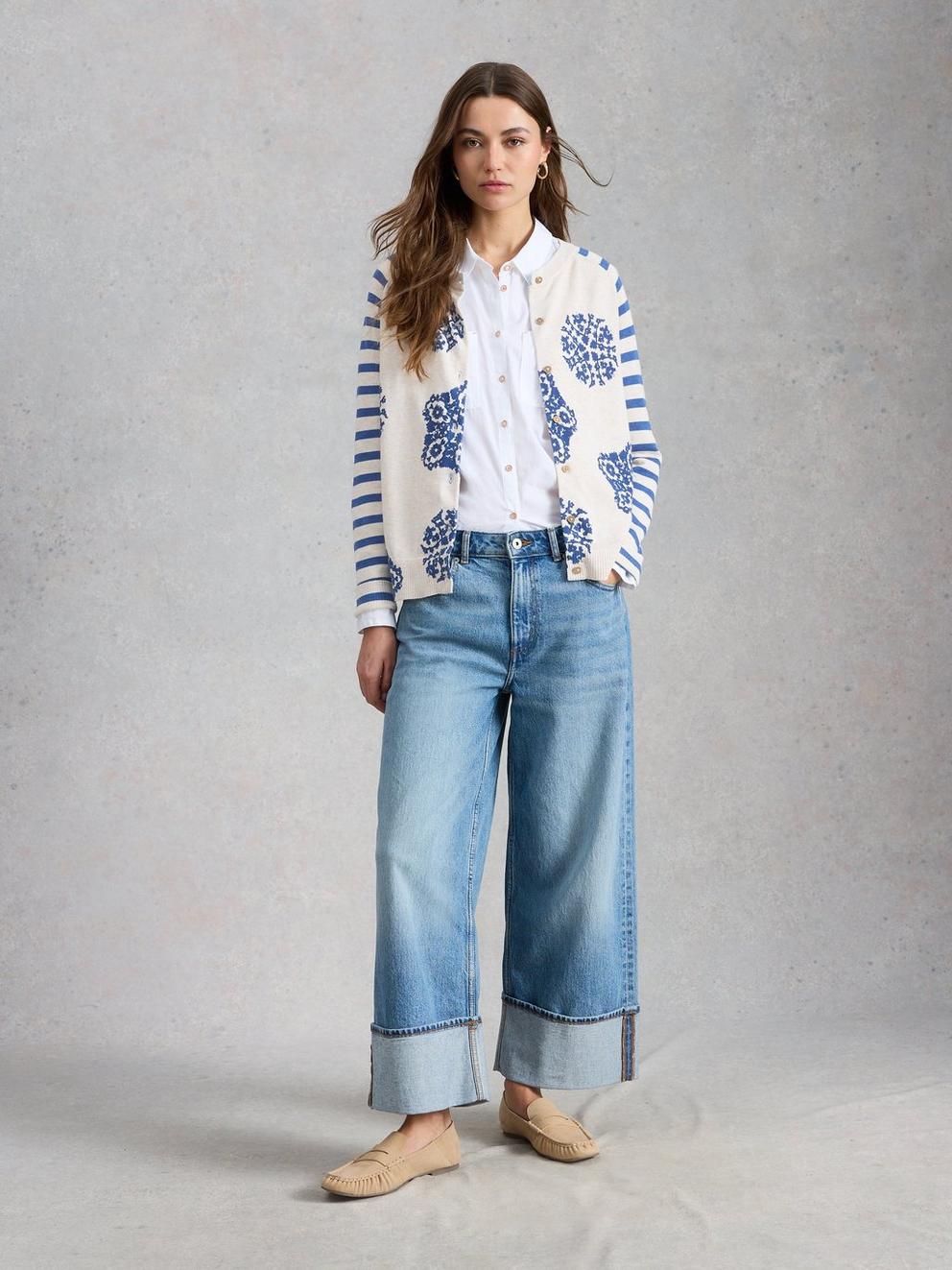 LULU CREW NECK LONG SLEEVE PRINT CARDI